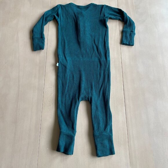 Posh Peanut Bamboo Long Sleeve Henley Romper, Hunter Green - Size 12-18 Months - Picture 7 of 8
